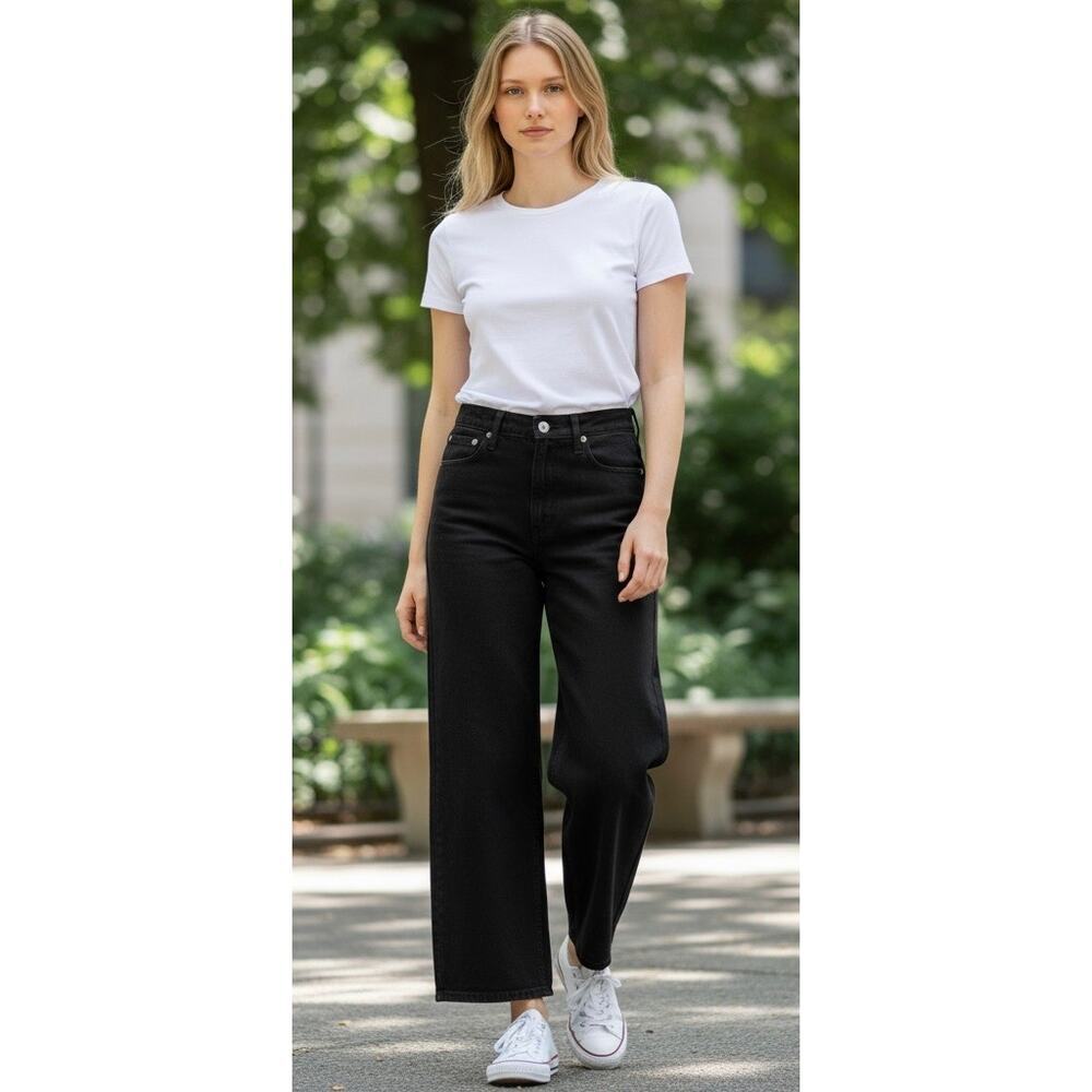 Velvet Heart Cliff Black Wide Leg High Rise Ankle Jeans NWT 27